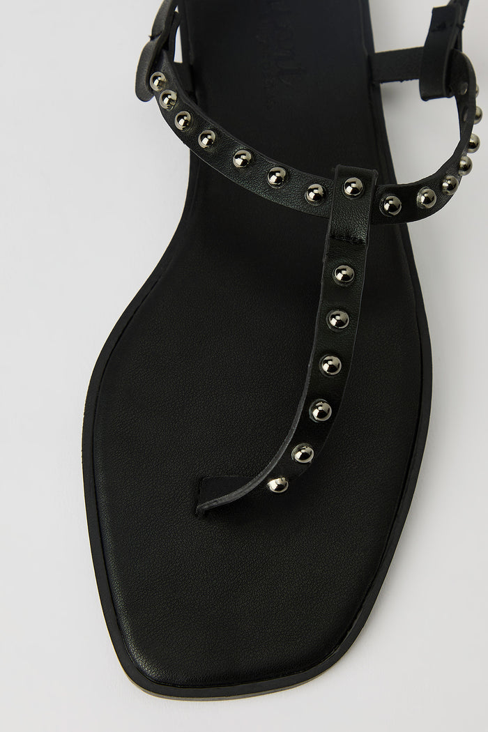 Faux Leather Studded Strap Sandal