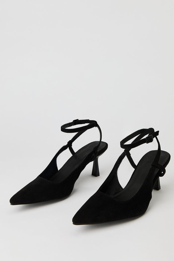 Faux Suede Slingback Kitten Heel