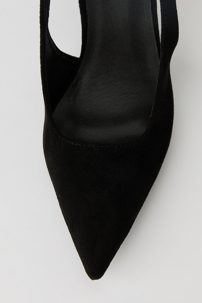 Faux Suede Slingback Kitten Heel