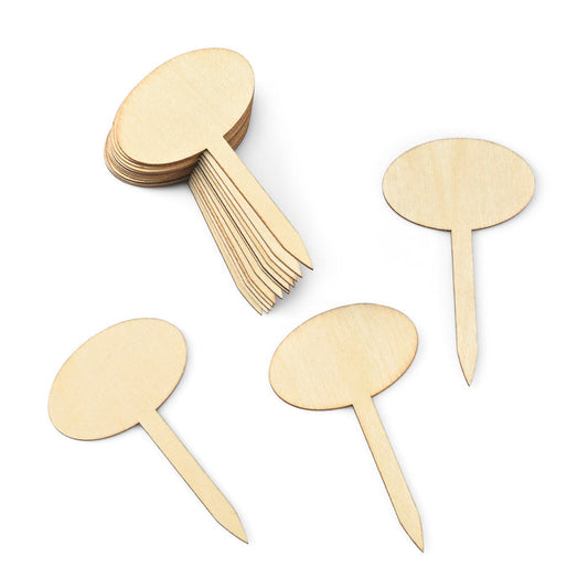 Succulent Favor Tags Wood Oval Stake