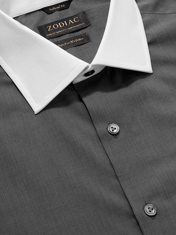 Fil A Fil Black Solid Full Sleeve Double Cuff Tailored Fit Dark Semi Formal Cotton Shirt