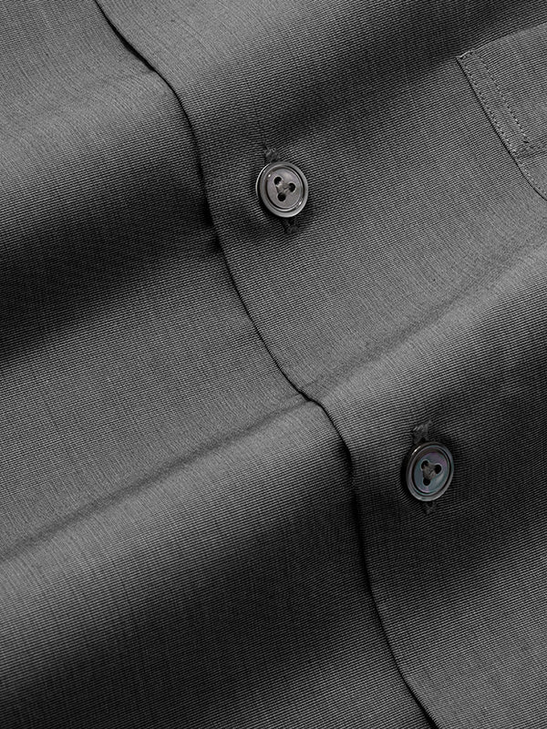 Fil A Fil Black Solid Full Sleeve Double Cuff Tailored Fit Dark Semi Formal Cotton Shirt