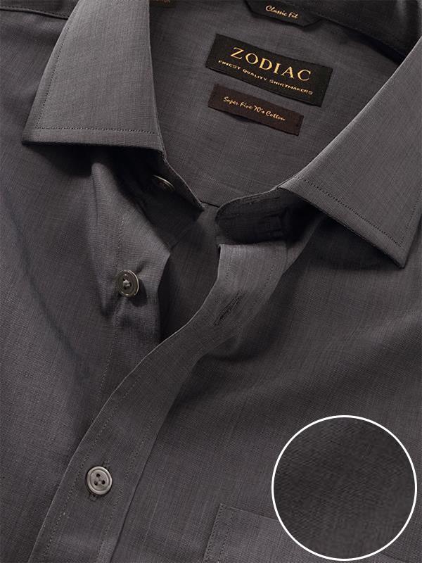 Fil A Fil Black Solid Half Sleeve Classic Fit Dark Semi Formal Cotton Shirt