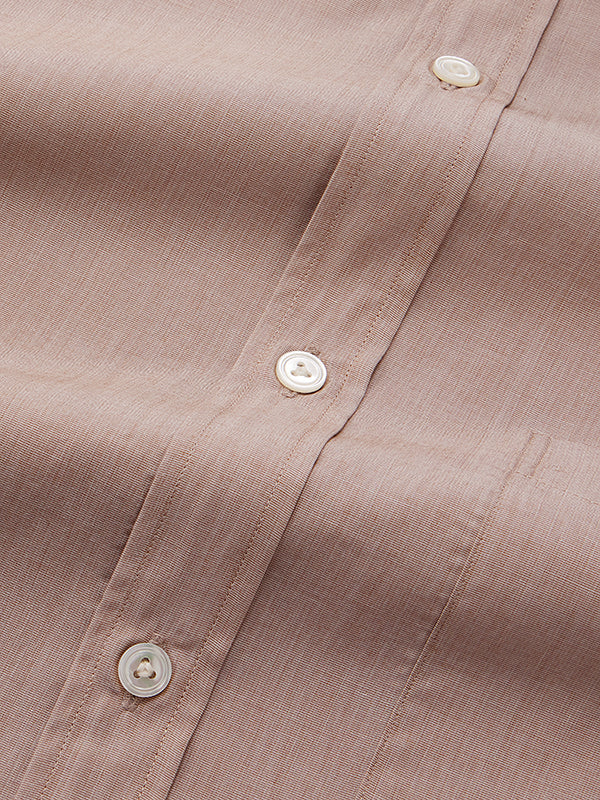 Fil A Fil Sand Solid Full Sleeve Double Cuff Classic Fit Classic Formal Cotton Shirt