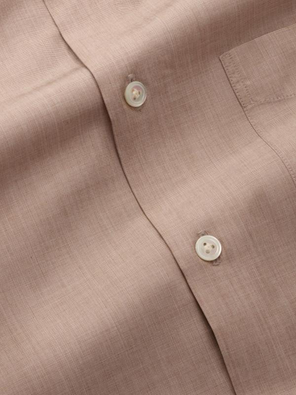 Fil A Fil Sand Solid Full Sleeve Single Cuff Tailored Fit Classic Formal Cotton Shirt
