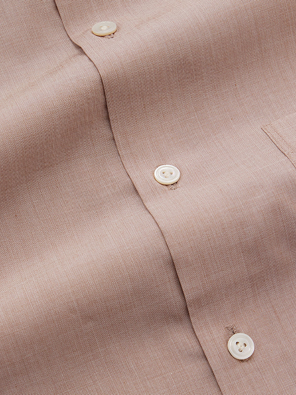 Fil A Fil Sand Solid Full Sleeve Single Cuff Tailored Fit Classic Formal Cotton Shirt