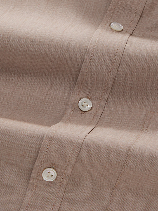 Fil A Fil Sand Solid Half Sleeve Classic Fit Semi Formal Cotton Shirt