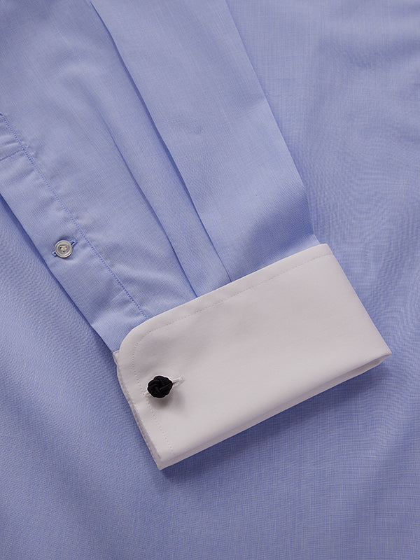 Fil A Fil Sky Solid Full Sleeve Double Cuff Classic Fit Classic Formal Cotton Shirt