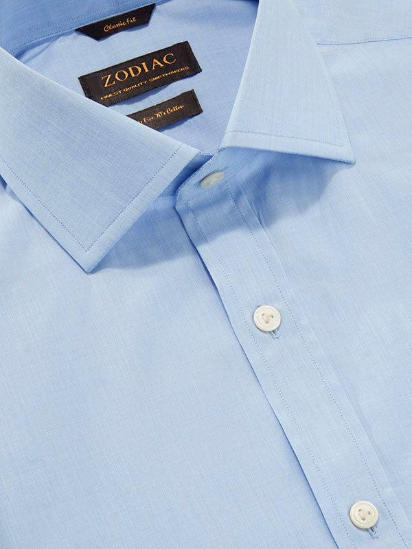 Fil A Fil Sky Solid Full Sleeve Single Cuff Classic Fit Classic Formal Cotton Shirt