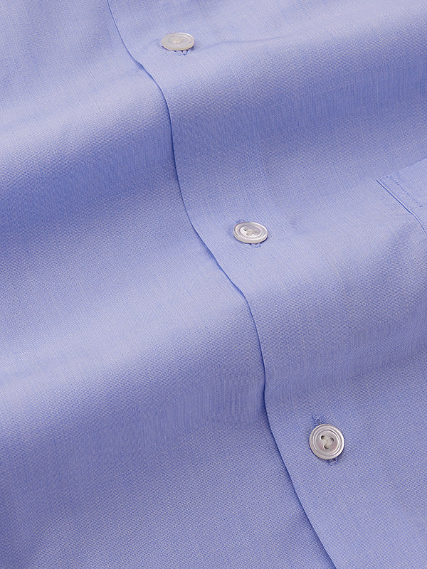 Fil A Fil Sky Solid Full Sleeve Single Cuff Tailored Fit Classic Formal Cotton Shirt