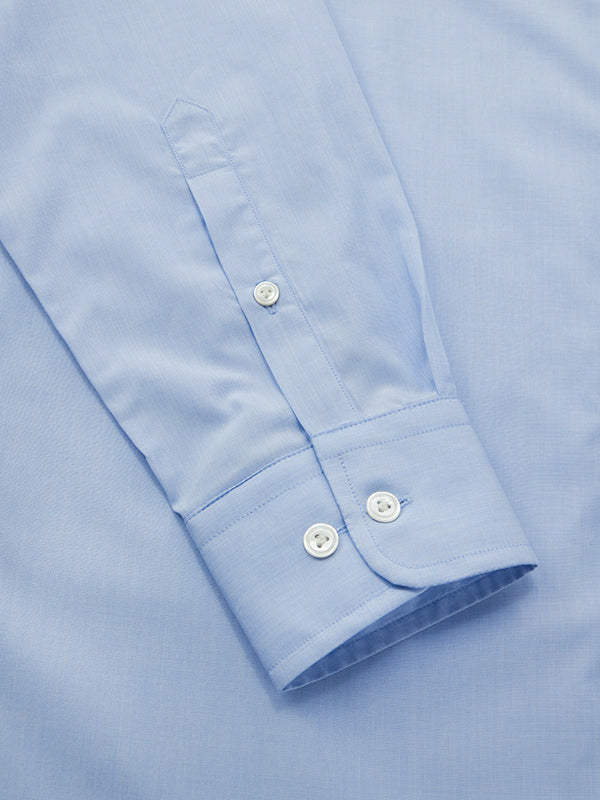 Fil A Fil Sky Solid Full Sleeve Single Cuff Tailored Fit Classic Formal Cotton Shirt