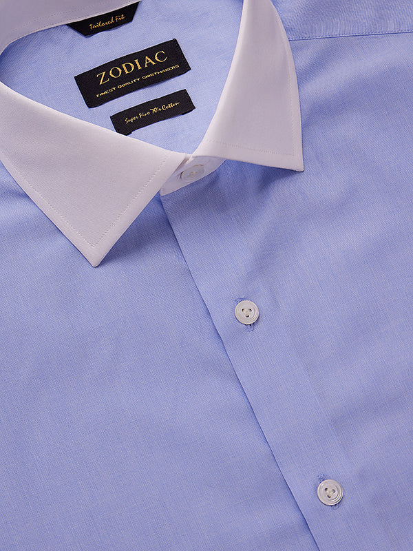 Fil A Fil Sky Solid Full Sleeve Single Cuff Tailored Fit Classic Formal Cotton Without Pocket Shirt