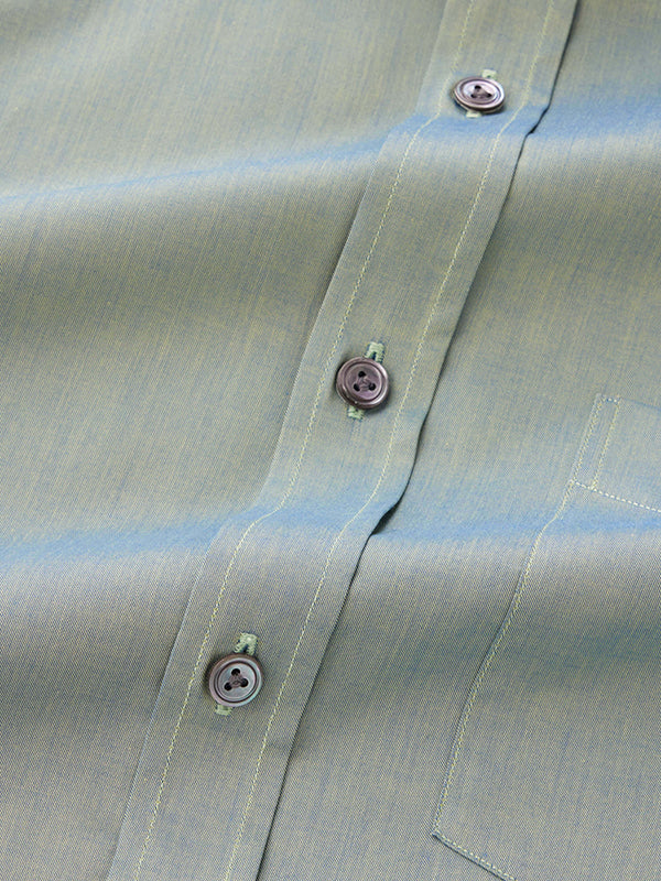 Fine Twill Green Solid Full Sleeve Single Cuff Classic Fit Semi Formal Super Fine Cotton Shirt