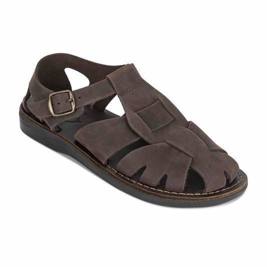 Finn - Leather Nomad Sandal | Brown Nubuck - front view