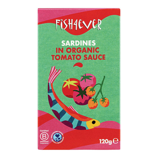Fish 4 Ever Whole Sardines In Organic Tomato Sauce 120g
