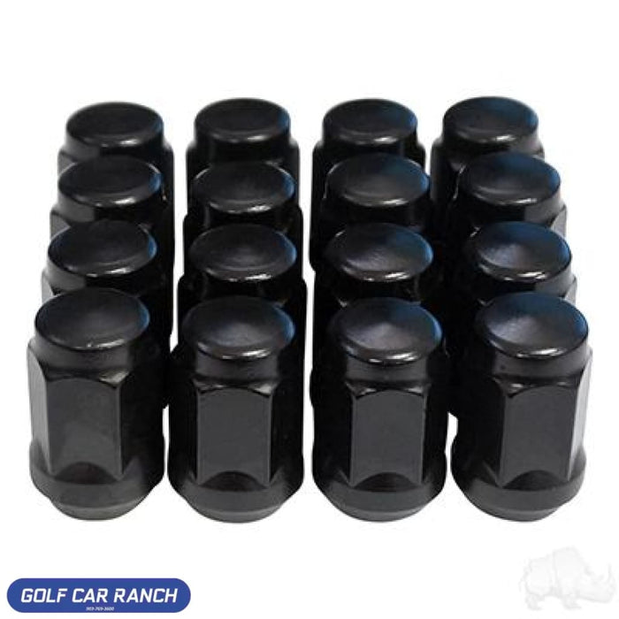 Flat Black Lug Nut 1/2-20 - Pack 16