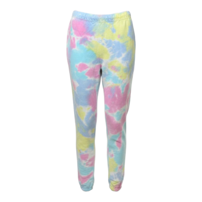 Fleece Dream Sweatpants Joggers Pastel Rainbow Pink, Blue, Purple and Yellow Tie-Dye