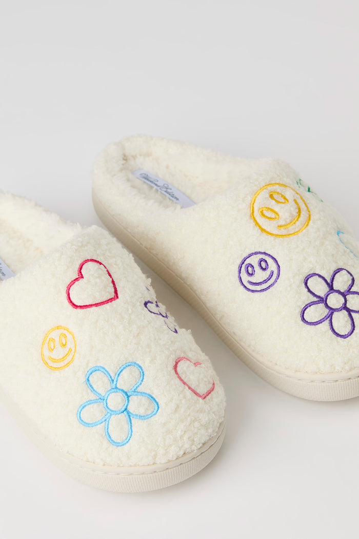Flower Heart Sherpa Slippers