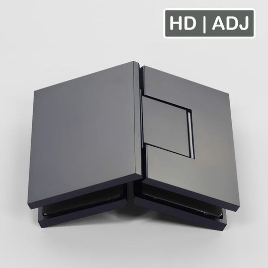 Forge Frameless Shower Hinge Heavy Duty Adjustable Glass to Glass 135 Degrees - Gunmetal Grey - Image 1