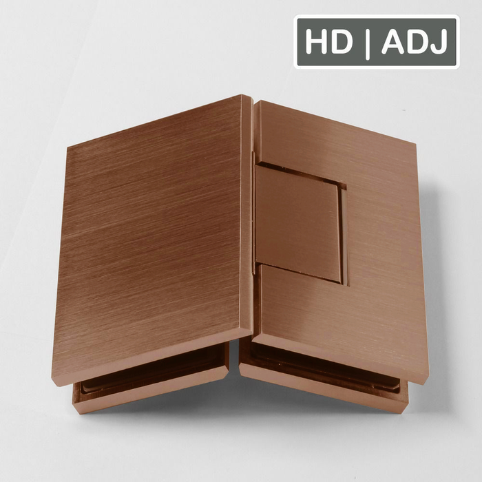 Forge Frameless Shower Hinge Heavy Duty Adjustable Glass to Glass 135 Degrees - Brushed Rose Gold