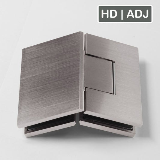 Forge Frameless Shower Hinge Heavy Duty Adjustable Glass to Glass 135 Degrees - Brushed Nickel - Image 1