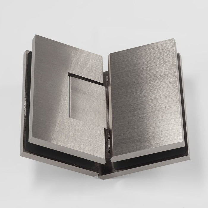 Forge Frameless Shower Hinge Heavy Duty Adjustable Glass to Glass 135 Degrees - Brushed Nickel - Image 2