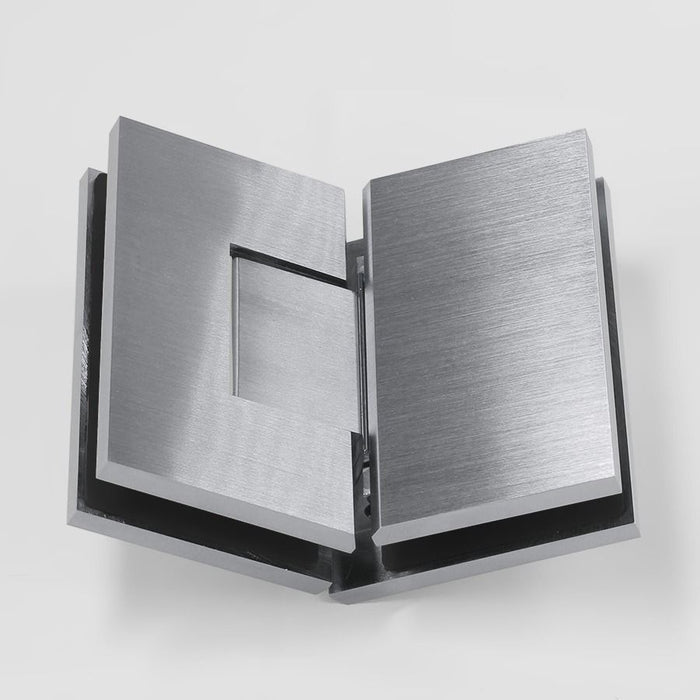 Forge Frameless Shower Hinge Heavy Duty Adjustable Glass to Glass 135 Degrees - Satin Chrome - Image 2
