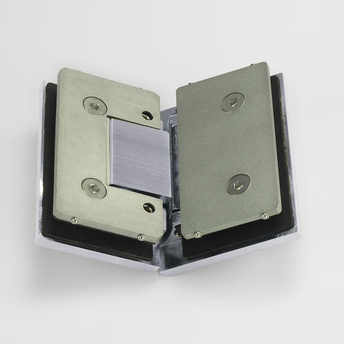 Forge Frameless Shower Hinge Heavy Duty Adjustable Glass to Glass 135 Degrees - Satin Chrome - Image 3