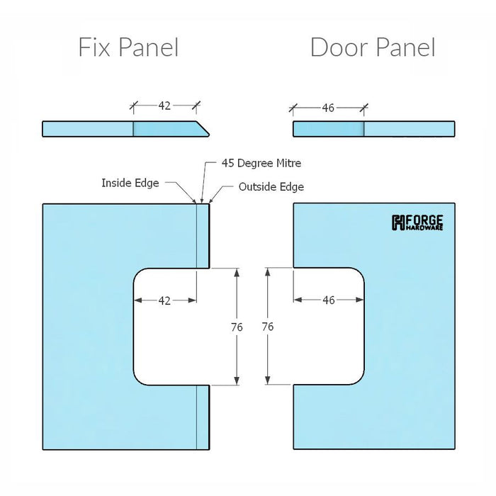 Forge Frameless Shower Hinge Heavy Duty Adjustable Glass to Glass 135 Degrees - Chrome - Image 5