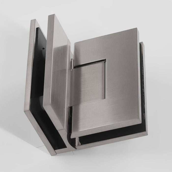Forge Frameless Shower Hinge Heavy Duty Adjustable Glass to Glass 90 Degrees - Brushed Nickel - Image 2