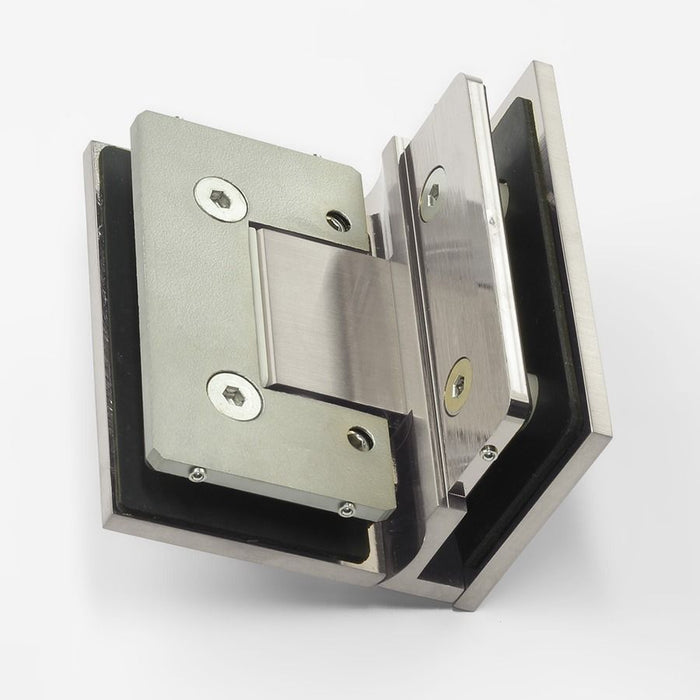 Forge Frameless Shower Hinge Heavy Duty Adjustable Glass to Glass 90 Degrees - Brushed Nickel - Image 3