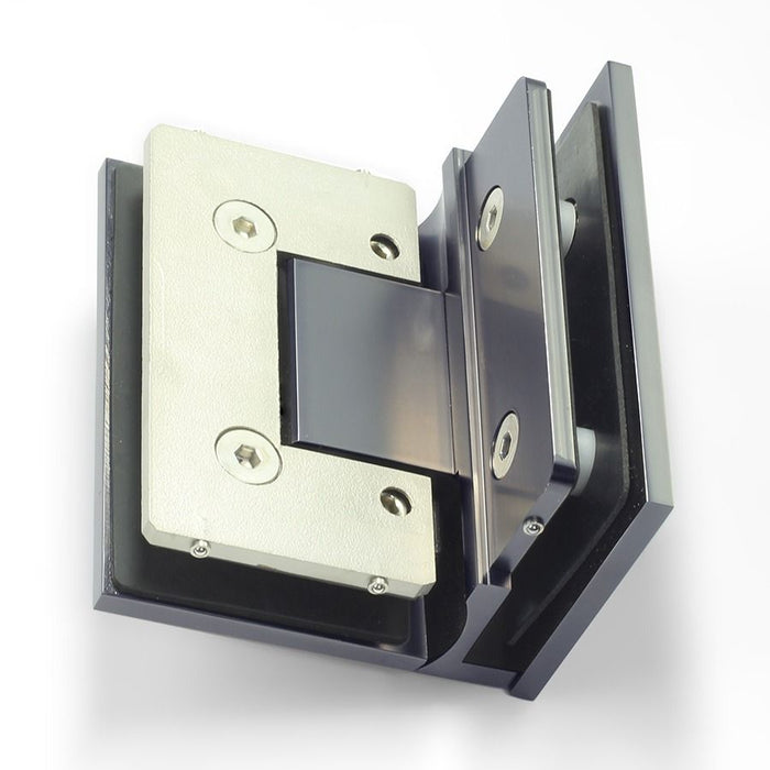 Forge Frameless Shower Hinge Heavy Duty Adjustable Glass to Glass 90 Degrees - Gunmetal Grey - Image 3