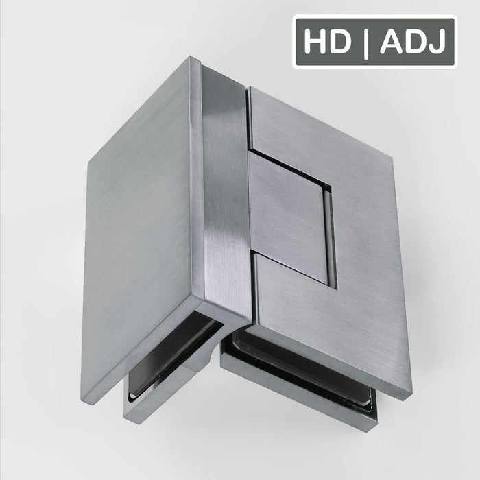 Forge Frameless Shower Hinge Heavy Duty Adjustable Glass to Glass 90 Degrees - Satin Chrome - Image 1