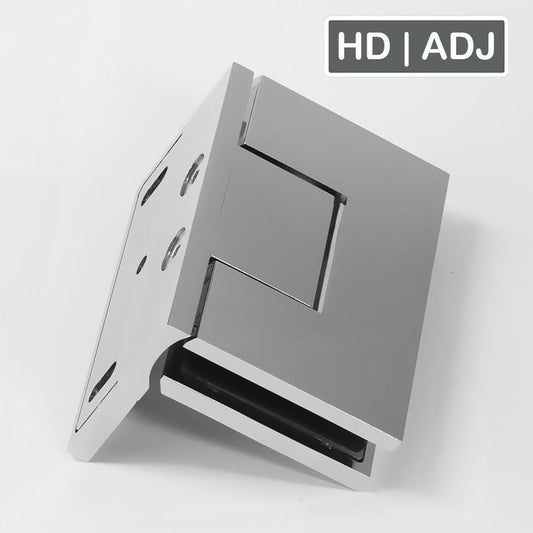 Forge Frameless Shower Hinge Heavy Duty Adjustable Glass to Wall L-Shape 90 Degrees - Chrome - Image 1