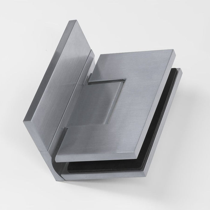 Forge Frameless Shower Hinge Heavy Duty Adjustable Glass to Wall L-Shape 90 Degrees - Satin Chrome - Image 2