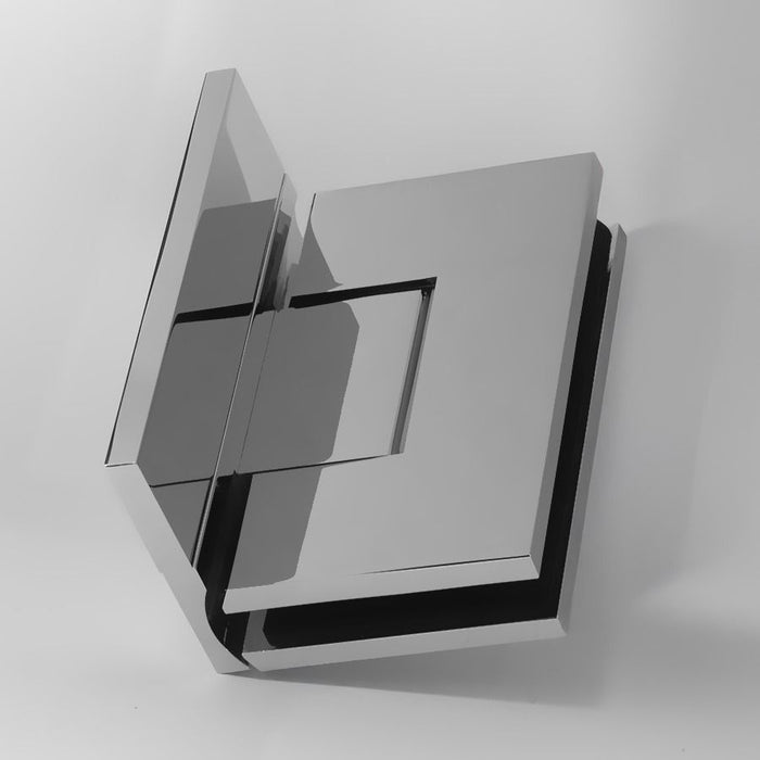Forge Frameless Shower Hinge Heavy Duty Adjustable Glass to Wall L-Shape 90 Degrees - Chrome - Image 2