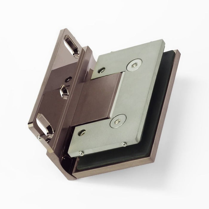 Forge Frameless Shower Hinge Heavy Duty Adjustable Glass to Wall L-Shape 90 Degrees - NERO Brushed Bronze - Image 3