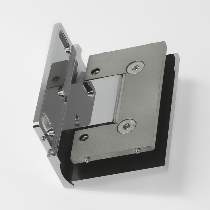 Forge Frameless Shower Hinge Heavy Duty Adjustable Glass to Wall L-Shape 90 Degrees - Chrome - Image 3