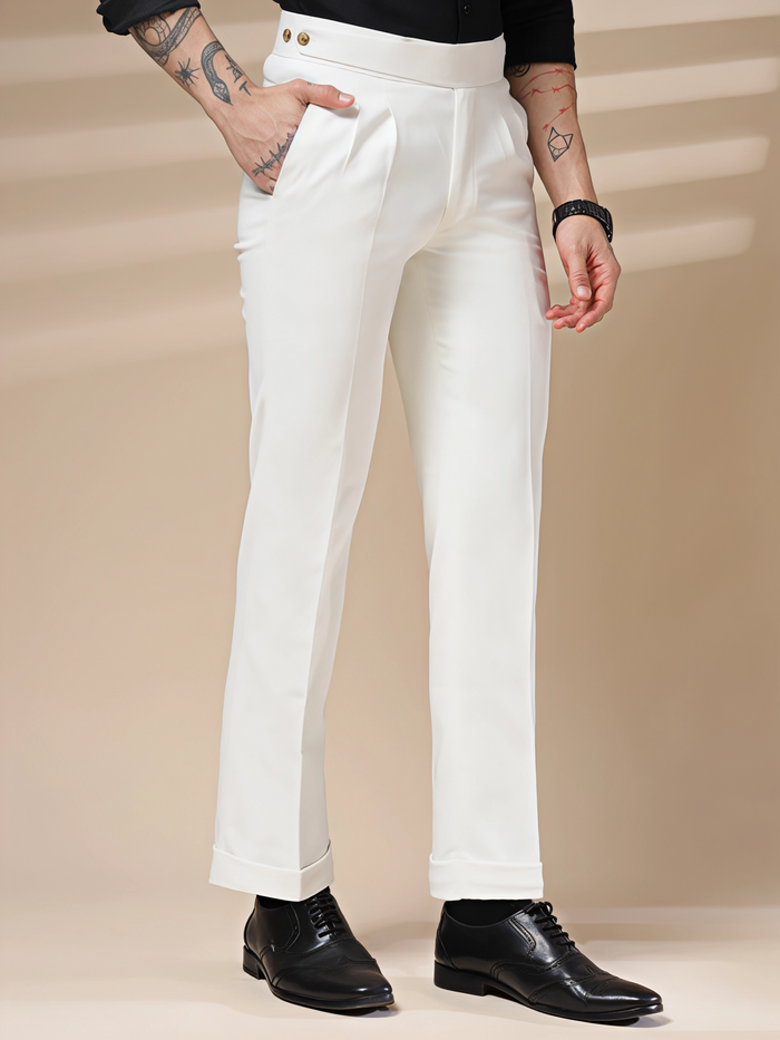 Frost White Classic Buttoned Gurkha Pants by ITALIAN VEGA®