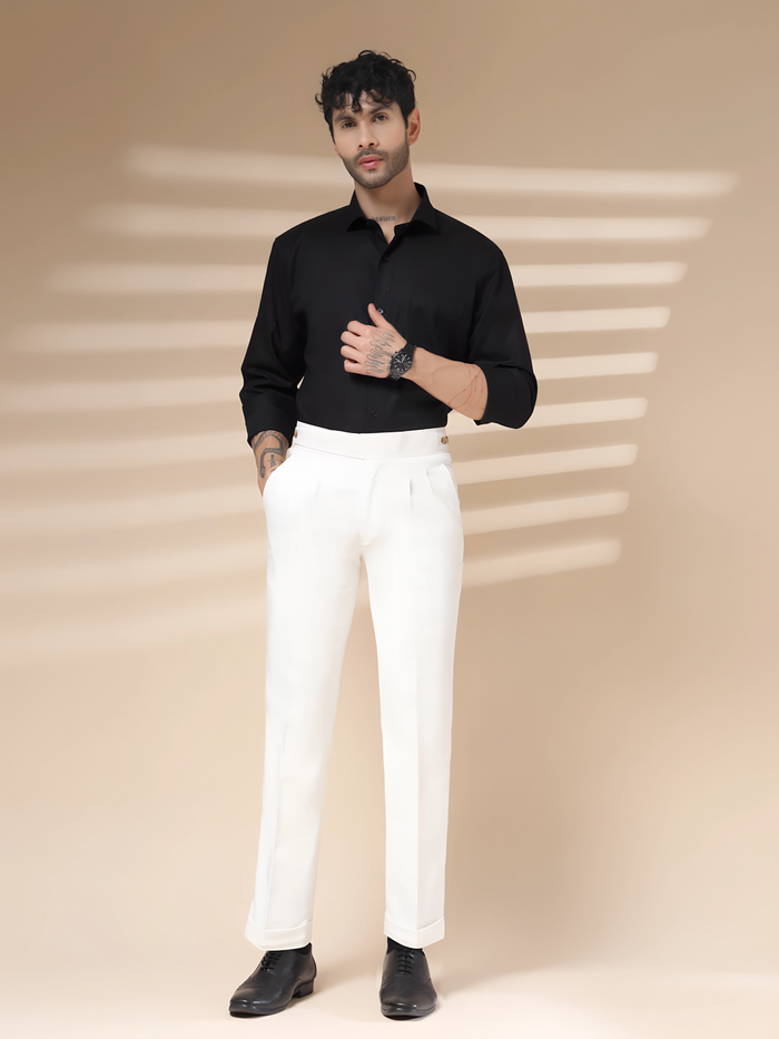Frost White Classic Buttoned Gurkha Pants by ITALIAN VEGA®