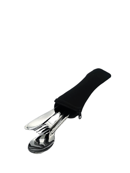 Full Sized 4 Piece Travel Cutlery-- in reusable Neoprene bag