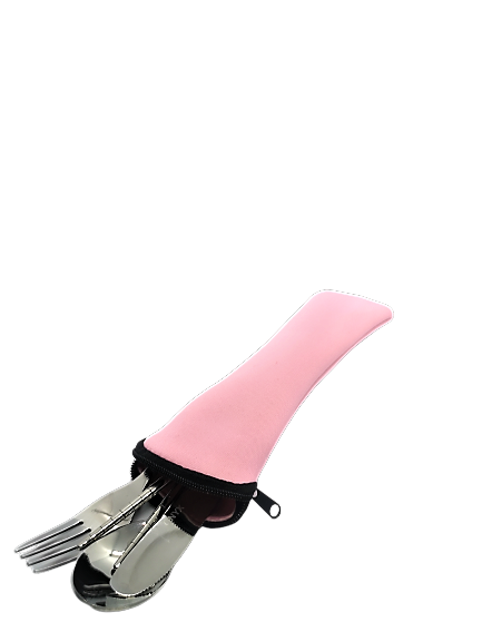 Full Sized 4 Piece Travel Cutlery-- in reusable Neoprene bag