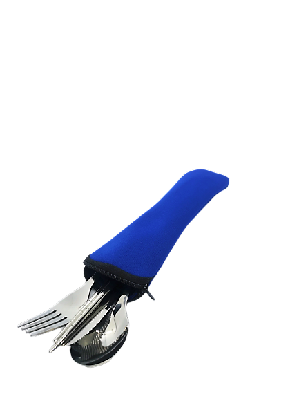 Full Sized 4 Piece Travel Cutlery-- in reusable Neoprene bag