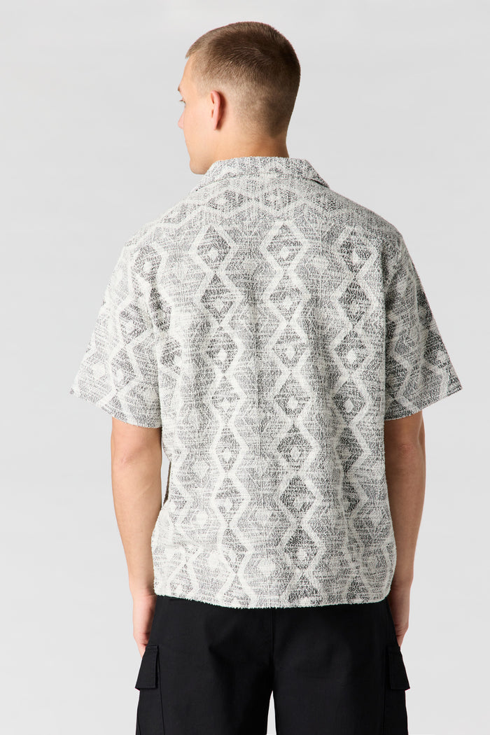 Geo Textured Button-Up Top