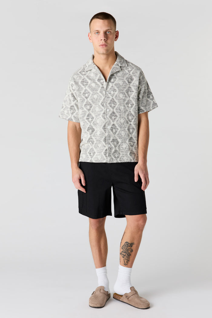 Geo Textured Button-Up Top