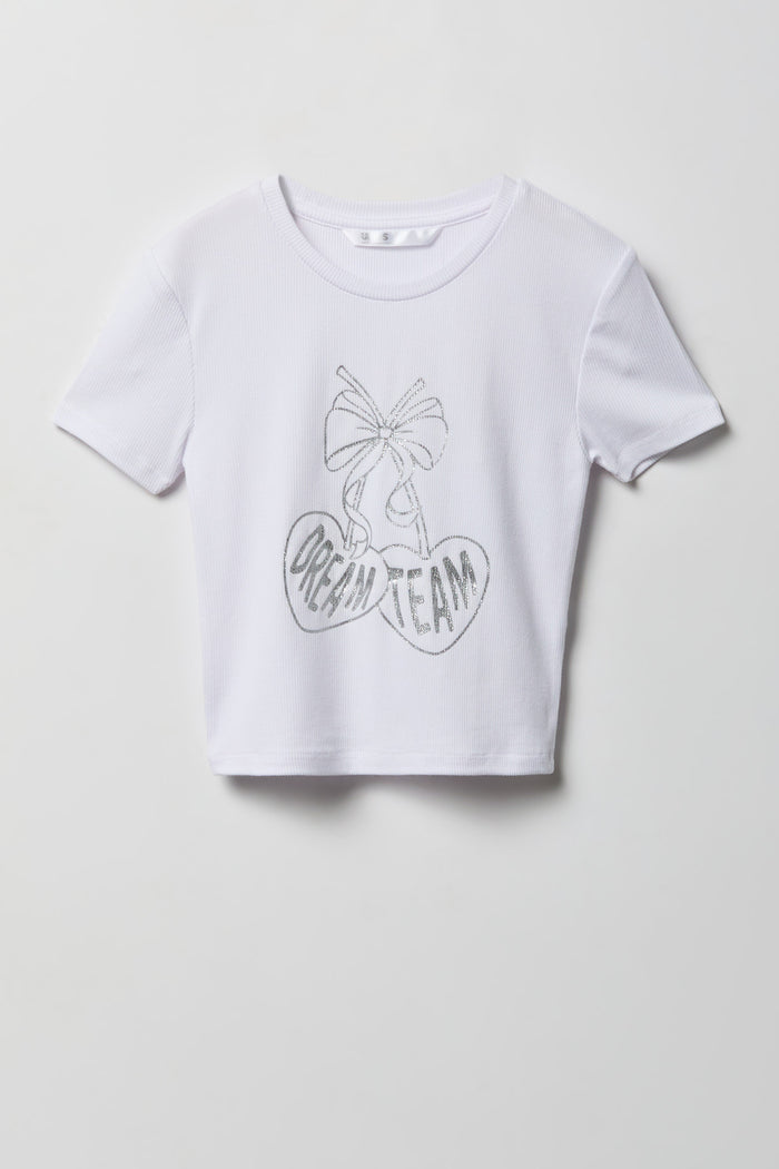 Girls Graphic T-Shirt & Flannel Short Pajama Set