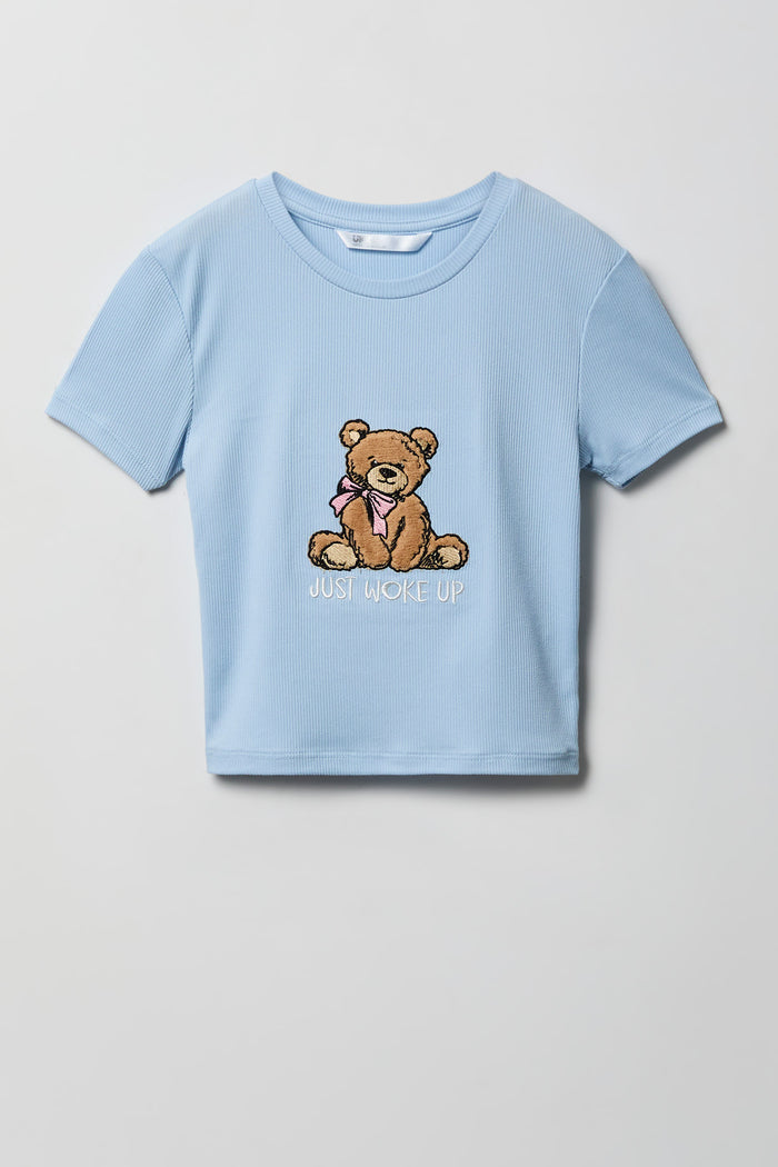 Girls Graphic T-Shirt & Flannel Short Pajama Set