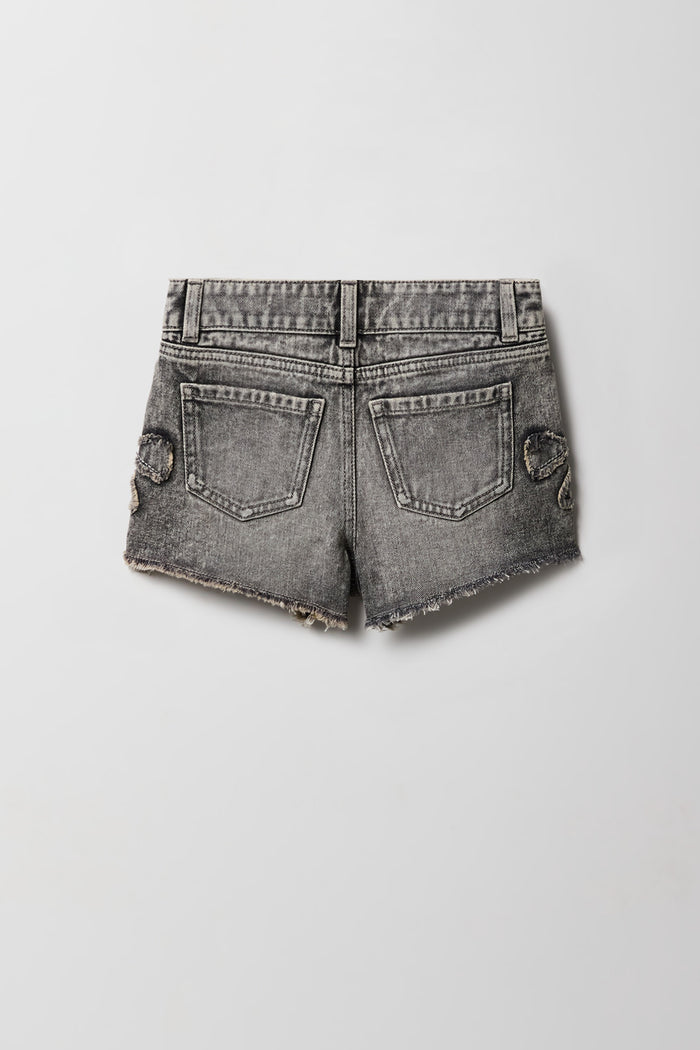 Girls High Rise Patch Denim Short