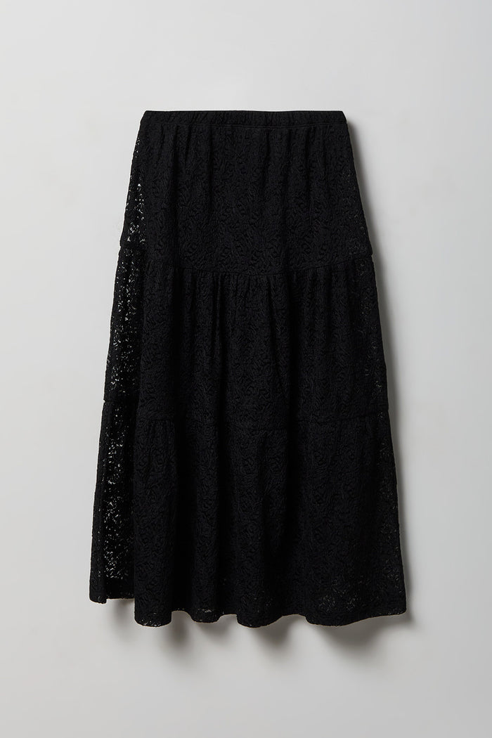 Girls Lace Tiered Maxi Skirt