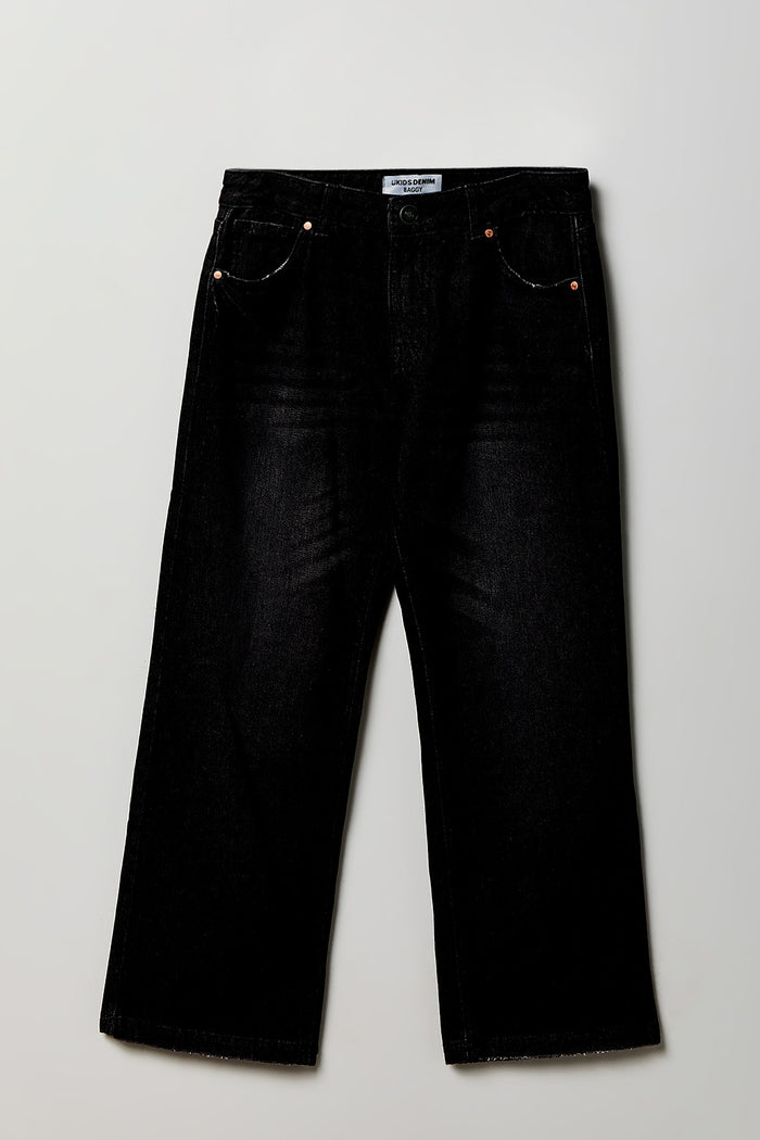 Girls Low Rise Baggy Black Jean